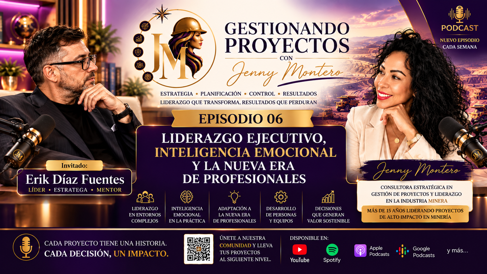 Episodio 06 del podcast Gestionando Proyectos con Jenny Montero, con Erik Díaz Fuentes